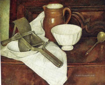  life Malerei - Stillleben mit Ricer auch als Stillleben mit Knoblauchpresse Diego Rivera bekannt